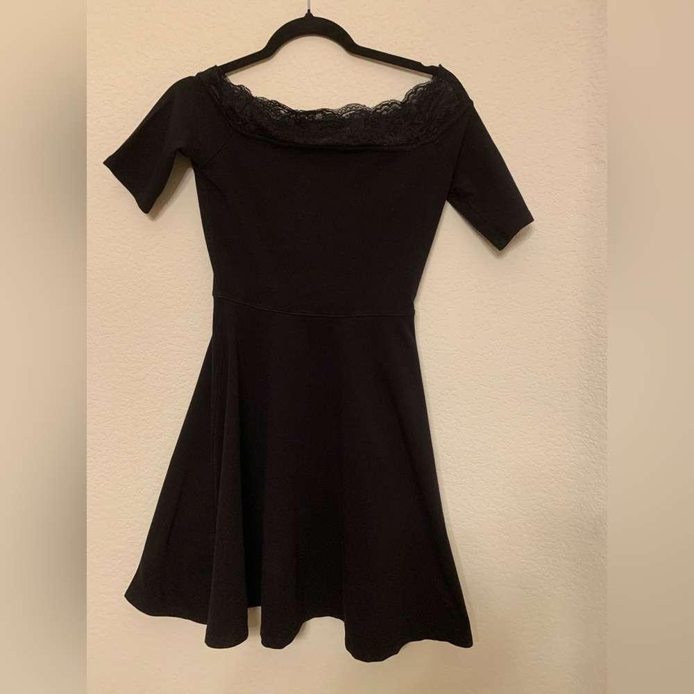 Decree Black Lace-Trim Mini Dress